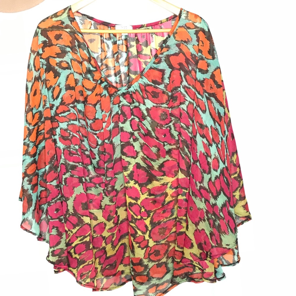 🌵Cache Colorful Sheer Tunic Top